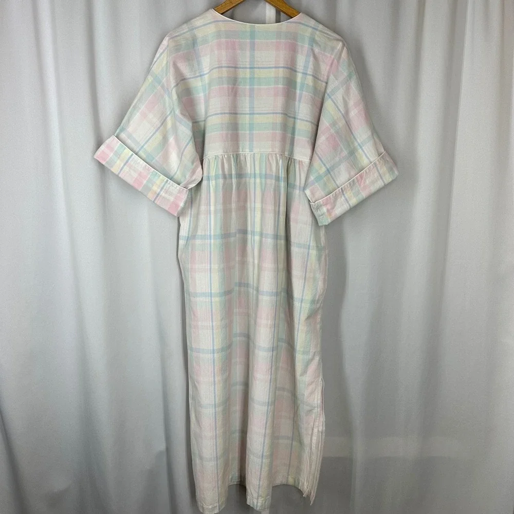 Miss Elaine At Home Pastel Plaid Cotton House Dress Lounger READ